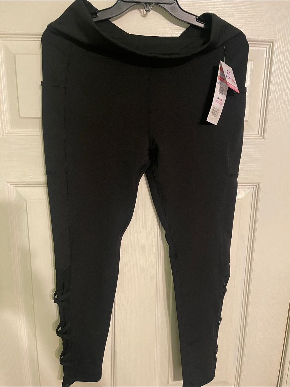 POP Fit Black Leggings with Side Lace-Up Panels